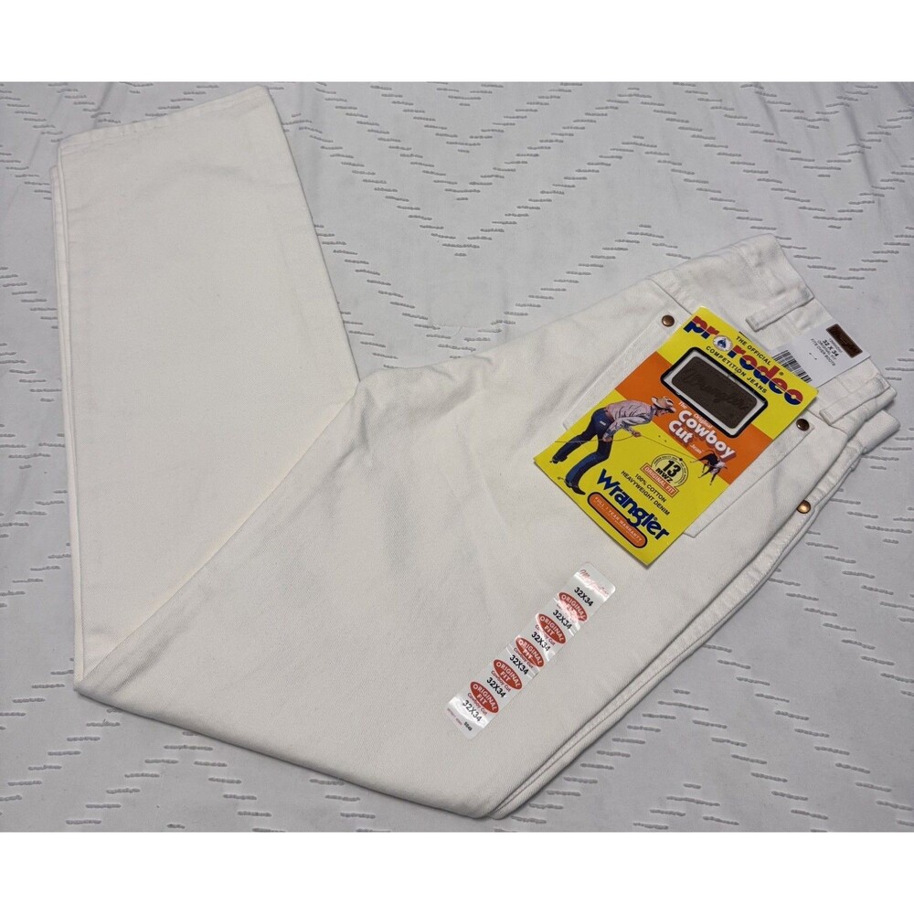 Wrangler Pants Men’s 32x34 White Cowboy Cut Rodeo Competition Jeans USA Vintage